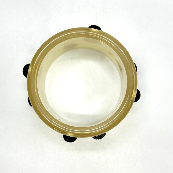 Vintage Judith Jack Pearlescent  Lucite, Marcasite & Onyx Bangle Bracelet — EUC - Picture 3 of 12
